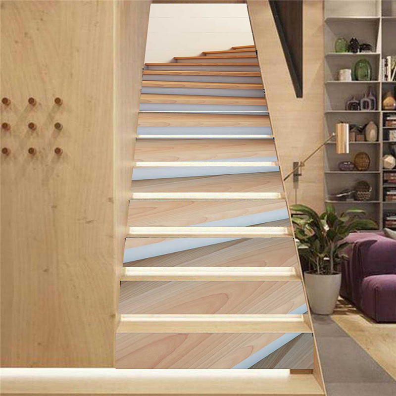 PVC wallpaper wood grain stairs simple 13 pieces of DIY stair stickers, step stickers wall stickers