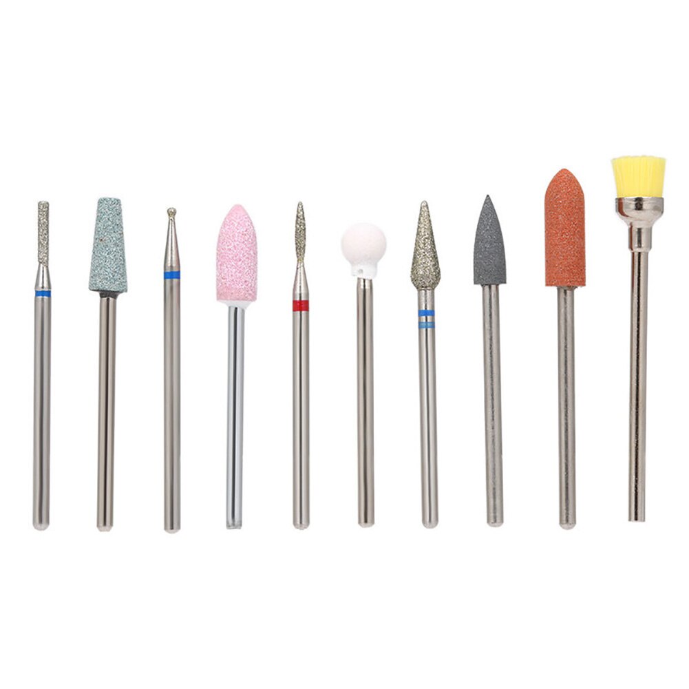 10Pcs Slijpen Nail Art Boor Bits Manicure Pedicure Polijsten Frezen Hoofd Kit Nagel Boren Manicure Machine Accessoires