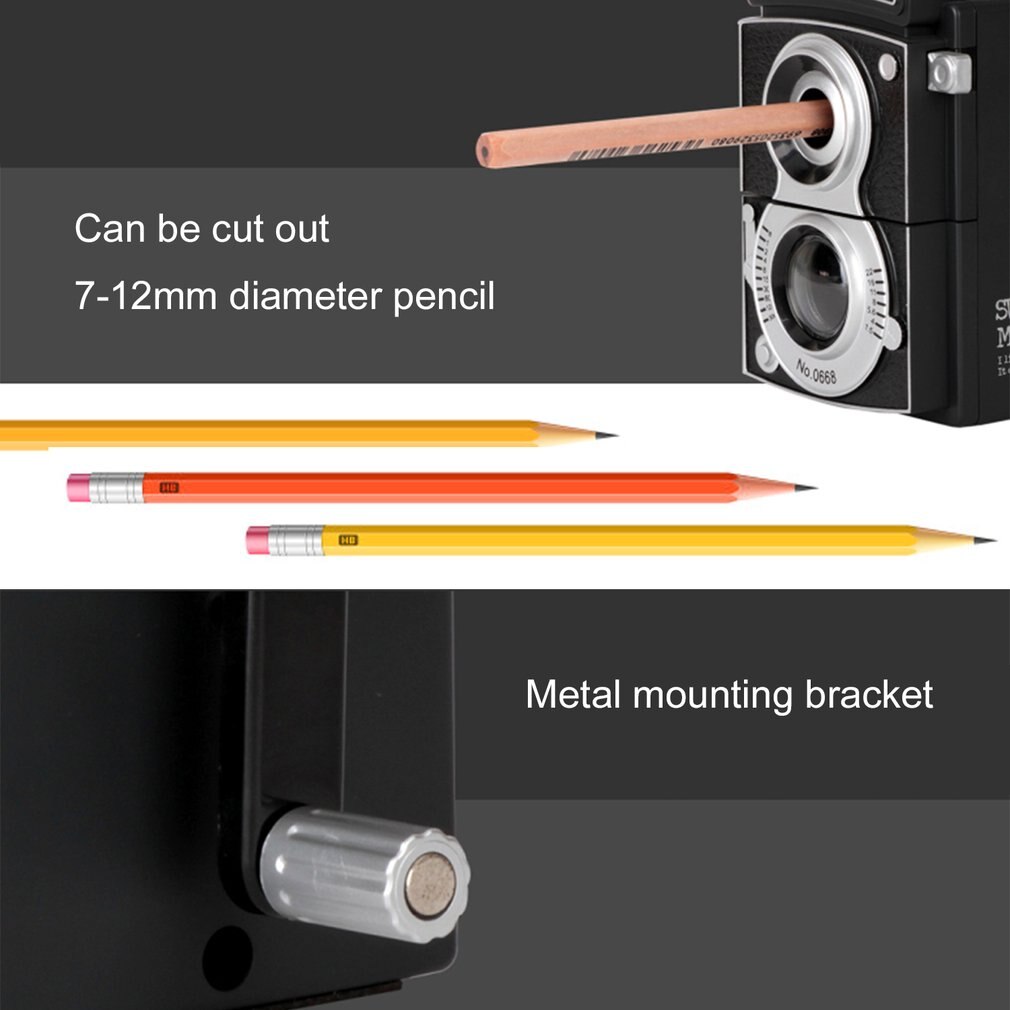 Deli 0668 mekanisk blyantspidser innovativ manuel blyantslibningsværktøj kamera skolepapir til studerende
