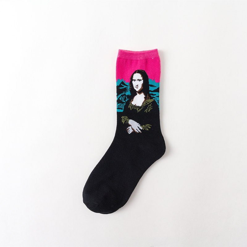 1pair Autumn winter Retro Art Sock Van Gogh Mural World Famous Oil Painting Series Men Women Socks Funny Socks: 13