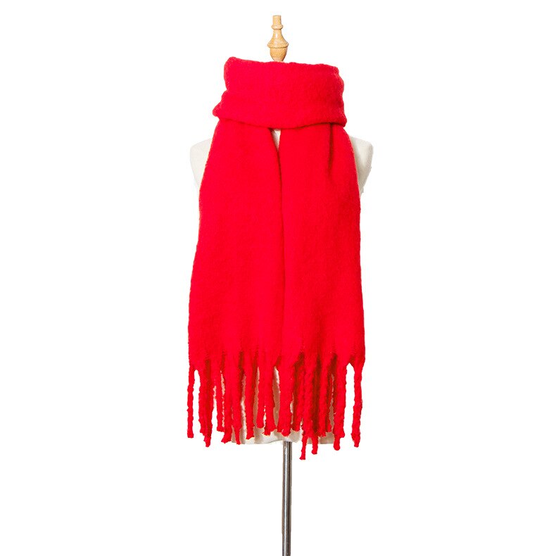 Warme Schals Herbst Und Winter Neue Stil Grob Tassled Kreis Sand Einfarbig Schal Schal von Dicken Schal Schal: rot