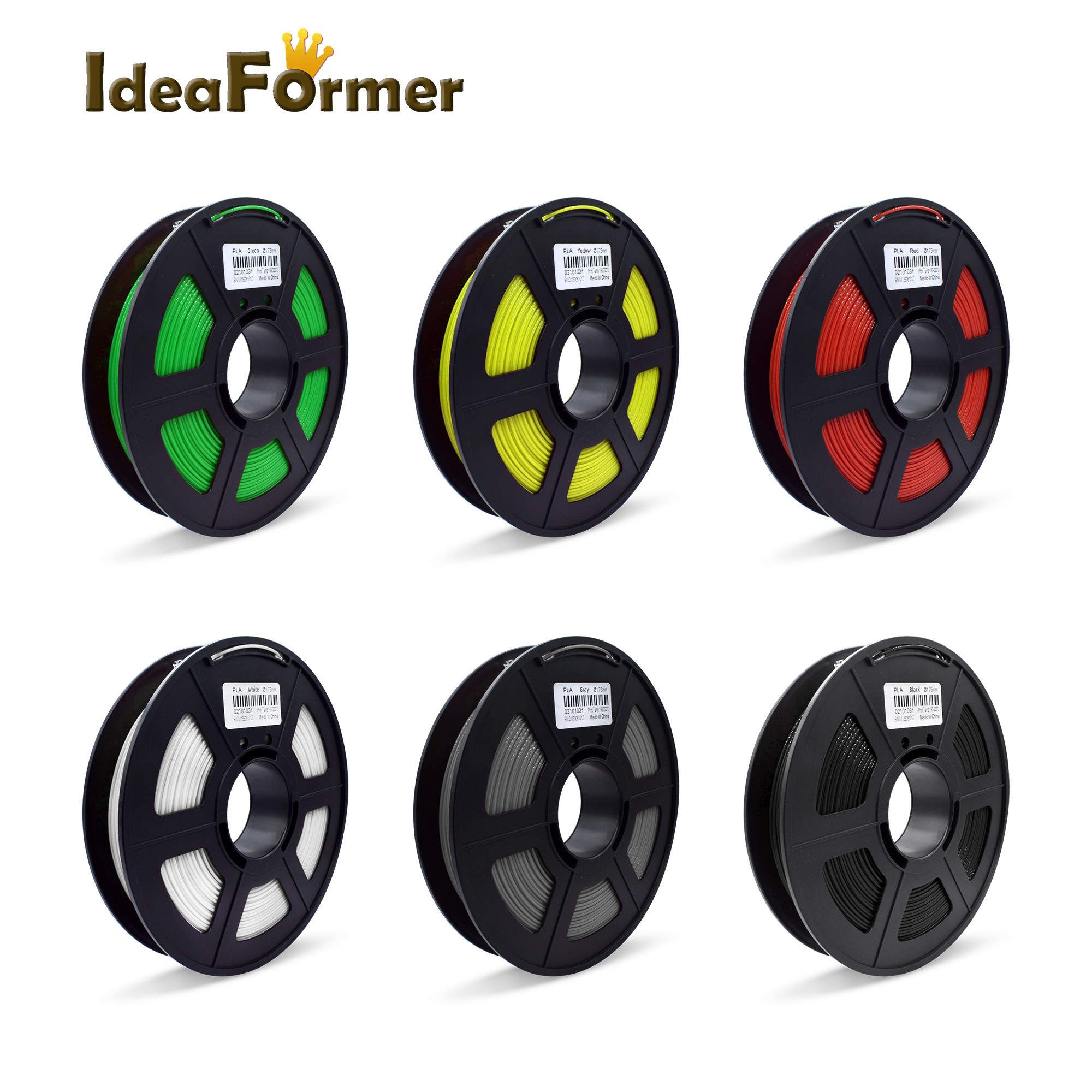 0.5 KG/rouleau 3d filament d'impression PLA 1.75mm impression blanc/noir/rouge/jaune/vert et autres couleurs pour filament d'imprimante 3D