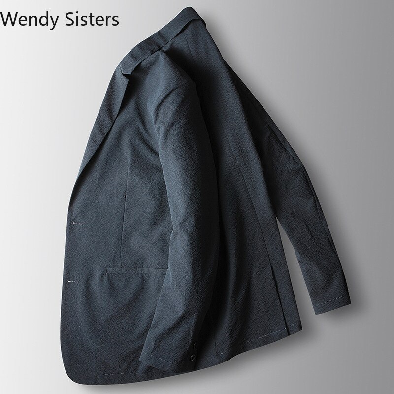 Veste de costume de styliste pour homme, Blazer, légèrement froissé, pour le travail, décontracté, tendance, printemps, 2022