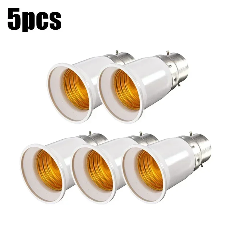 1/5 stk. lampefatninger konverter led-lamper pæresokkel konverteringsholder konvertere  b22 to e27 fatningsadaptere pæreholdere: Sort