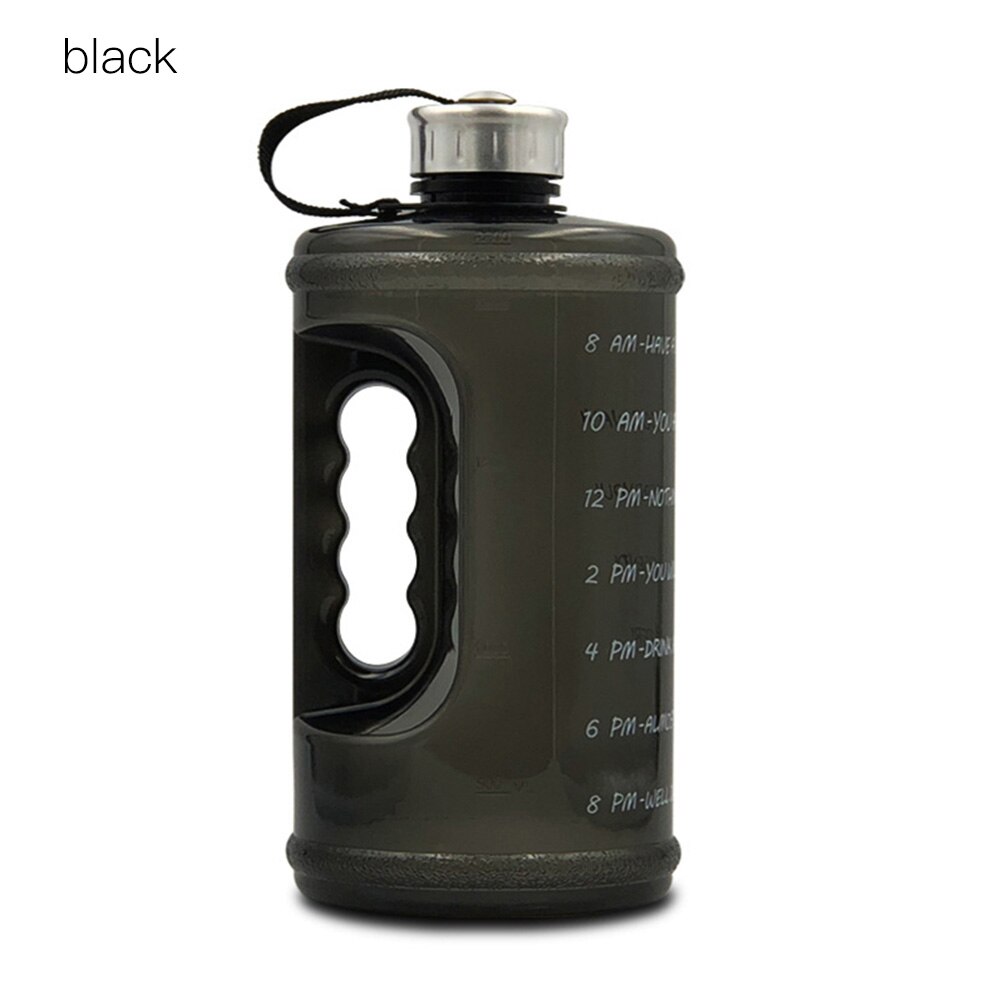 2.2L Large Capcity Gym Water Bottle Protein Plastic Sport Water Bottles Handgrip Gym Fitness Kettle Outdoor Sports Bottle: Black