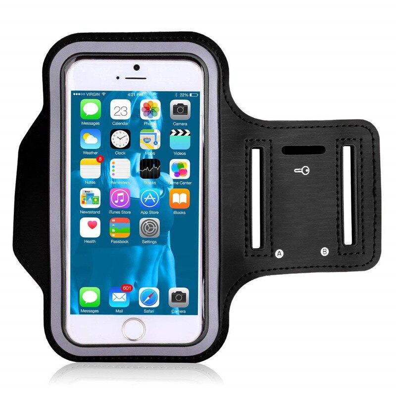 Cell Phone Armband for iPhone 8, 7, 7S, 6, 6S,and Samsung Galaxy S9, S8 Water Resistant Phones bag with key holder for Running: Black 6 Inch