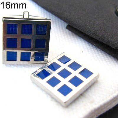 Igame Mode Manchetknopen Blauw Kleur Emaille Vierkante Check Voor Zakelijke Franse Shirt
