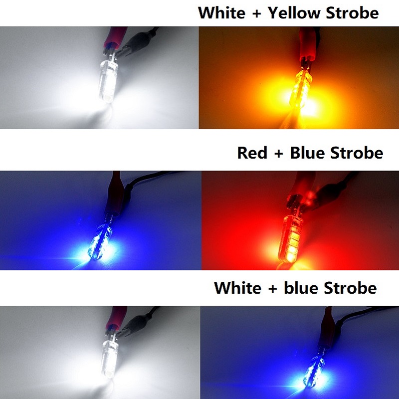 Two Color Flash Automobile LED Lamp T10 5630 8smd Double Color Flash Lamp T10 Silicone Lamp Bulb Car Accessories