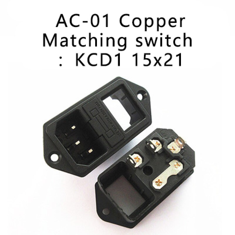 AC-01 IEC320 C14 C13 Fuse switch three-hole power cord charging plug male and female socket AC Power Panel Socket: size 15