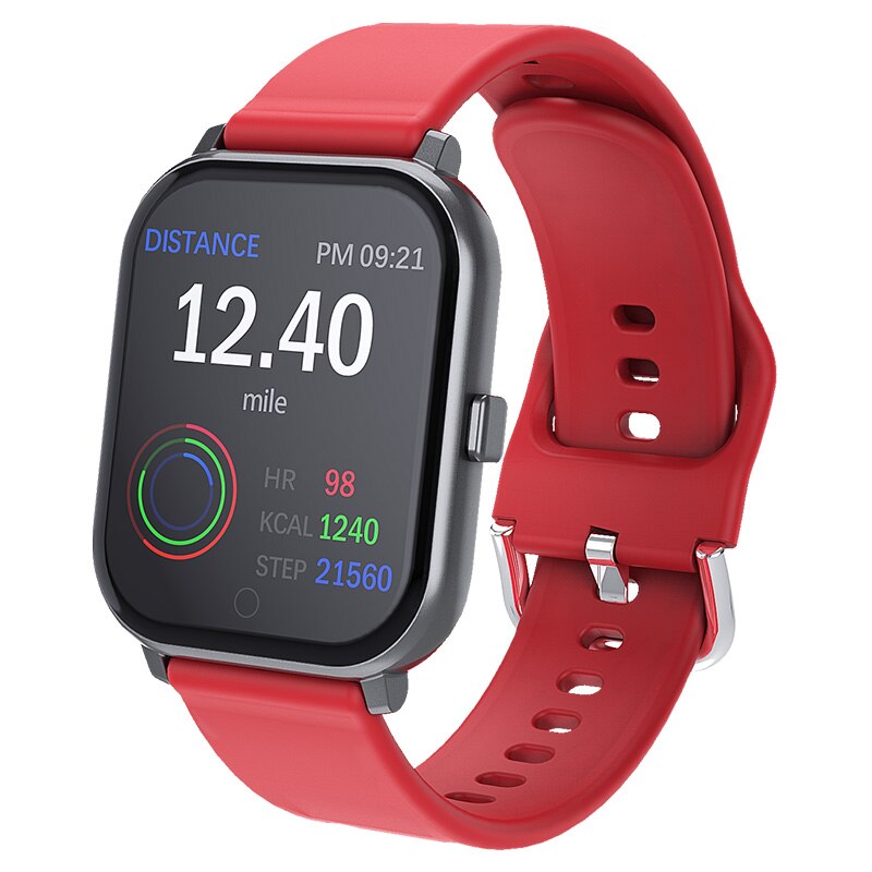 Smart Horloge MKS5 Fitness Horloge Waterdicht Bluetooth Sport Hartslag Tracker Call/Bericht Herinnering Smartwatch voor Android iOS: Red Watch