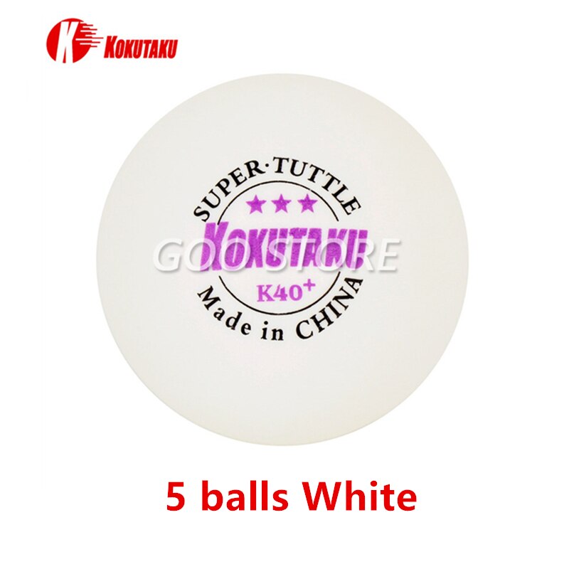 KOKUTAKU 3 stelle K40 + pallina da ping-Pong giochi di tripolazione professionali palline da ping Pong KOKUTAKU in plastica ABS cucite: 5 balls bianca