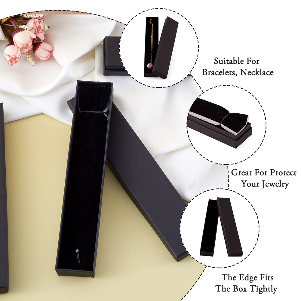 12 pcs 21x4x2cm Rectangle Cardboard Jewelry Set Box for Ring Necklace boxes for jewellery packaging with Sponge inside F70