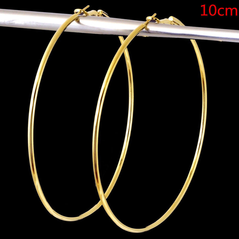 Trendy Grote Hoepel Oorbellen Grote Gladde Cirkel Oorbellen Basketbal Brincos Celebrity Loop Oorbellen Voor Vrouwen Sieraden 8 Cm: Gold 10cm