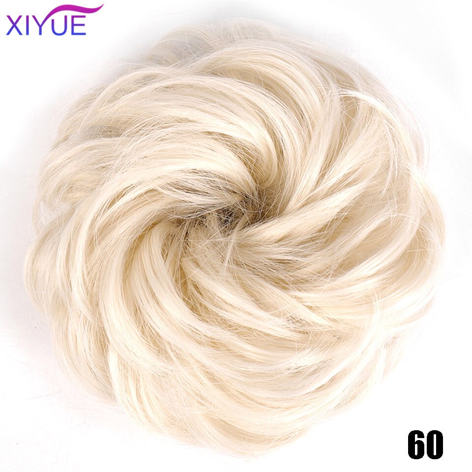 XIYUEMessy Scrunchies Donut Bun Synthetic Hair Chignon Straight Elastic Band Hair Extensions Heat Resistant Hairpieces For Women: #10