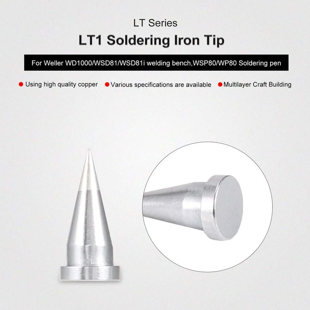 2Pcs LT Soldering Iron Tips LT1 Welding Tools LT1 Soldering Tip for Weller WSP80/WP80 Soldering Station Rapid Heating