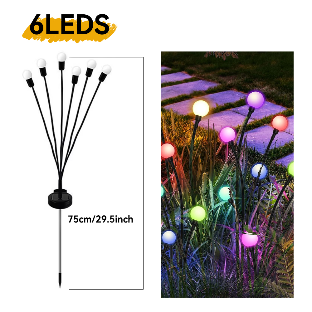 1pc stk . 6/8/10 led-pakke med solcelledrevne ildfluelys, opgraderede solcelledrevne havelys, vandtætte solcelledrevne svajende landskabslys: Foranderlig