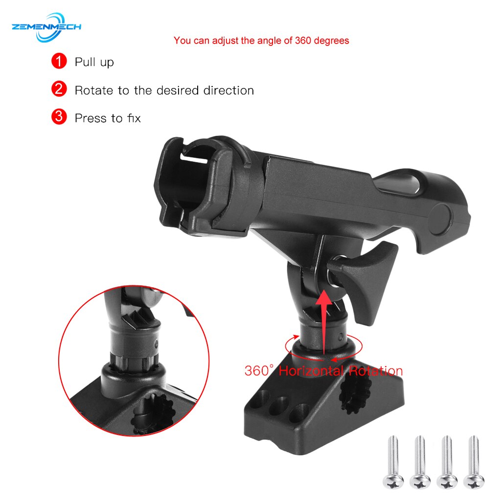 2 Plastic Fishing Rod Holder Clamp On Adjustable Removable 360 Degree Kayak Boat Support Pole Stand Bracket Inflatable Catamaran