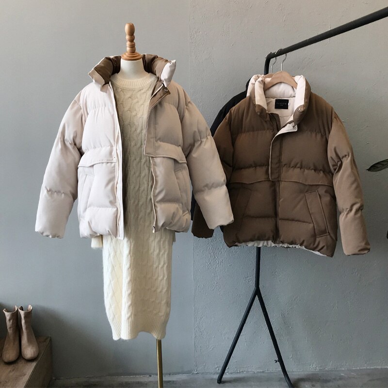 Donsjack Vrouwelijke Jas Parka Vrouwen Winter Jas Parka Dames Losse Opstaande Kraag Dikke Warme Puffer jas Vrouwelijke