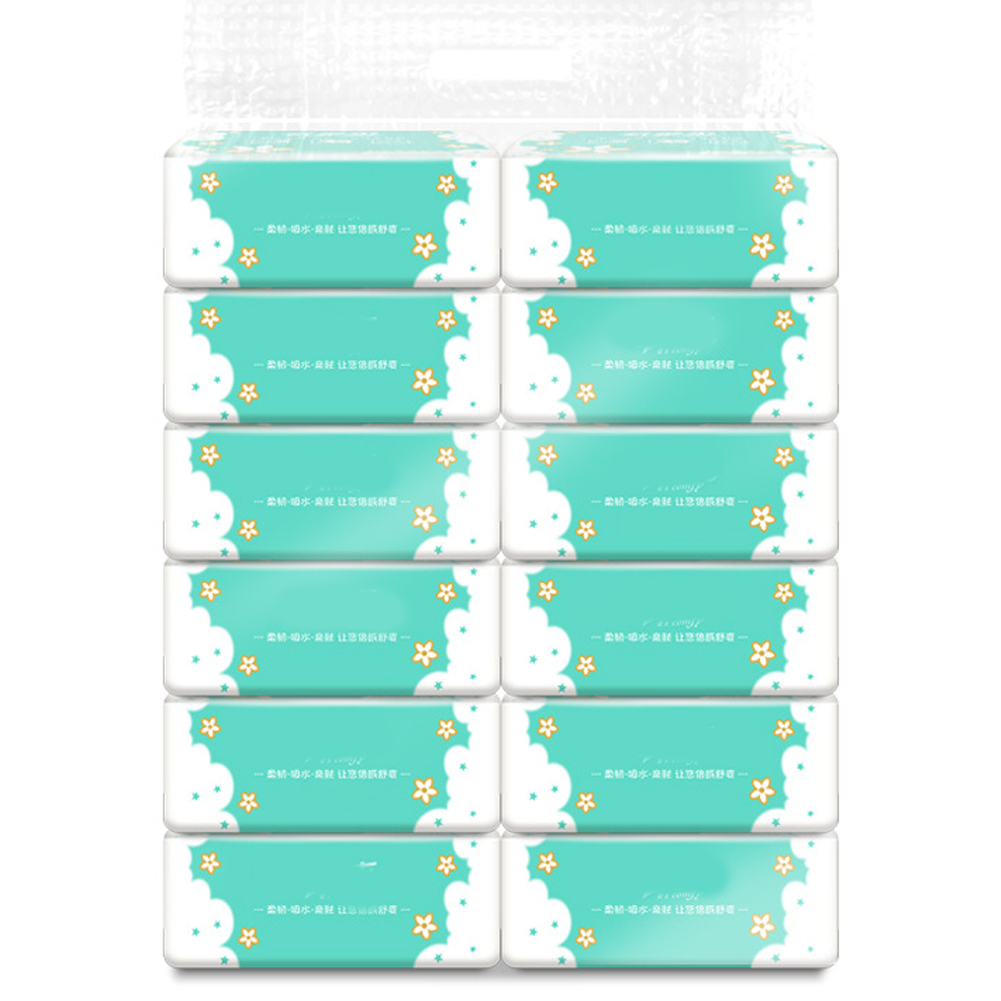 12 Bags 3 Layers Facial Tissue Paper Soft Primary Wood Pulp Pumping Paper Toilet Paper Napkin Paper Household Nakin Paper