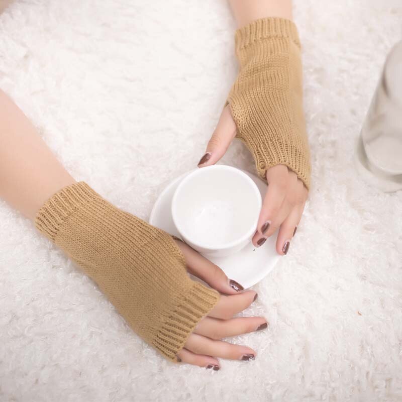 1 Paar Winter Handschoenen Vrouwelijke Vingerloze Handschoenen Zonder Vingers Vrouwen Kasjmier Warme Winter Handschoenen Hand Pols Warmer Mittens: ST121-Camel