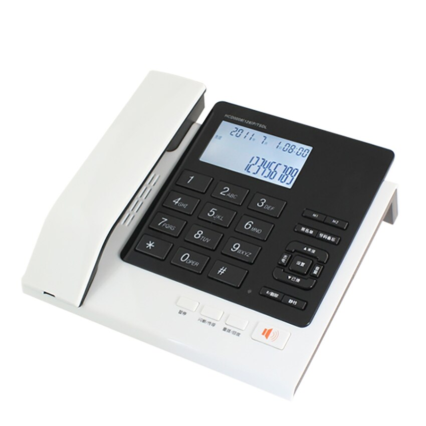 Acrylic Panel Home Office Corded Phone Landline with Caller ID, 5 Groups of Blacklist, Adjustable LCD Brightness, R Button: black