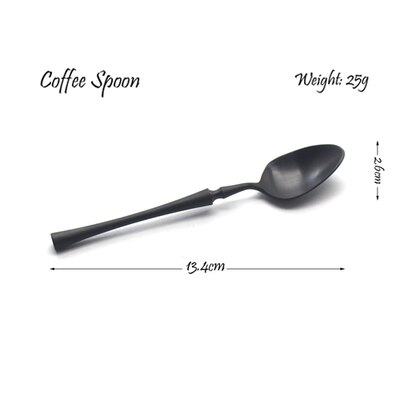 Couverts élégants en acier inoxydable brossé | 304 en acier inoxydable, couteau de table rétro noir, fourchette cuillère ustensiles de table, cuillère à thé: J
