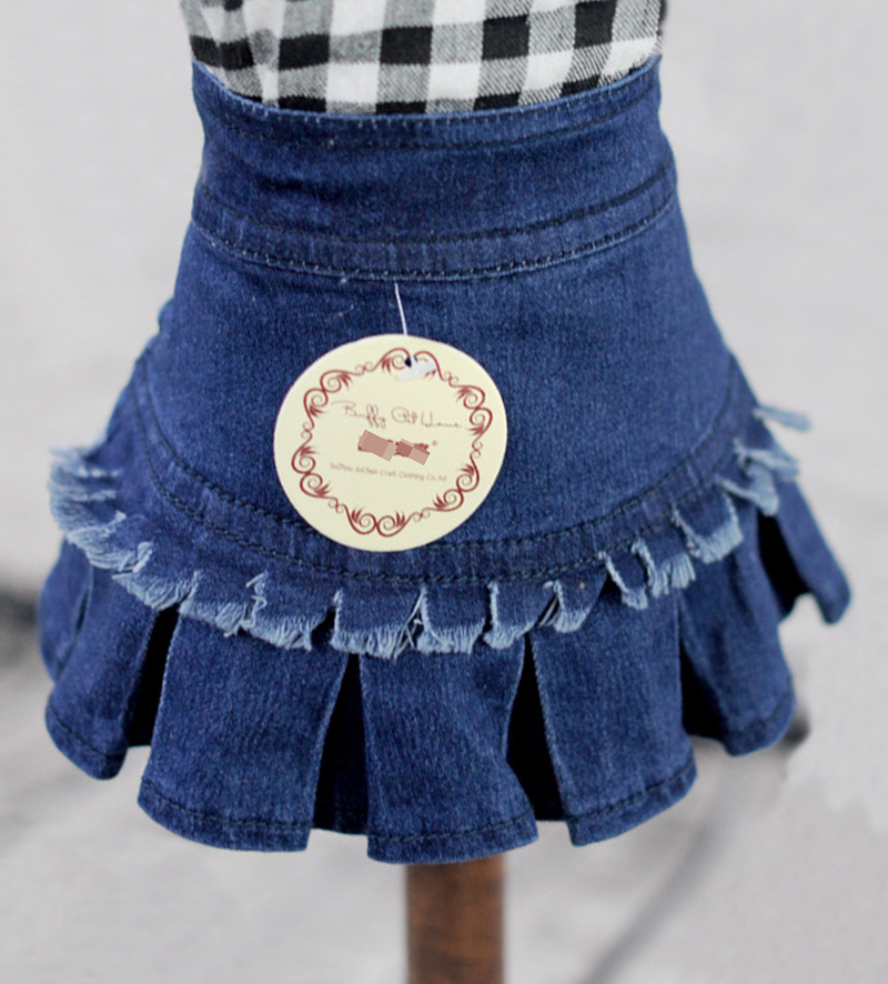 Blue Denim Hond Rok Omzoomd Geplooide Rok Voor Kleine Middelgrote Honden Katten Jeans Tutu Rok Meisje Hond Kleding voor Lente: XL