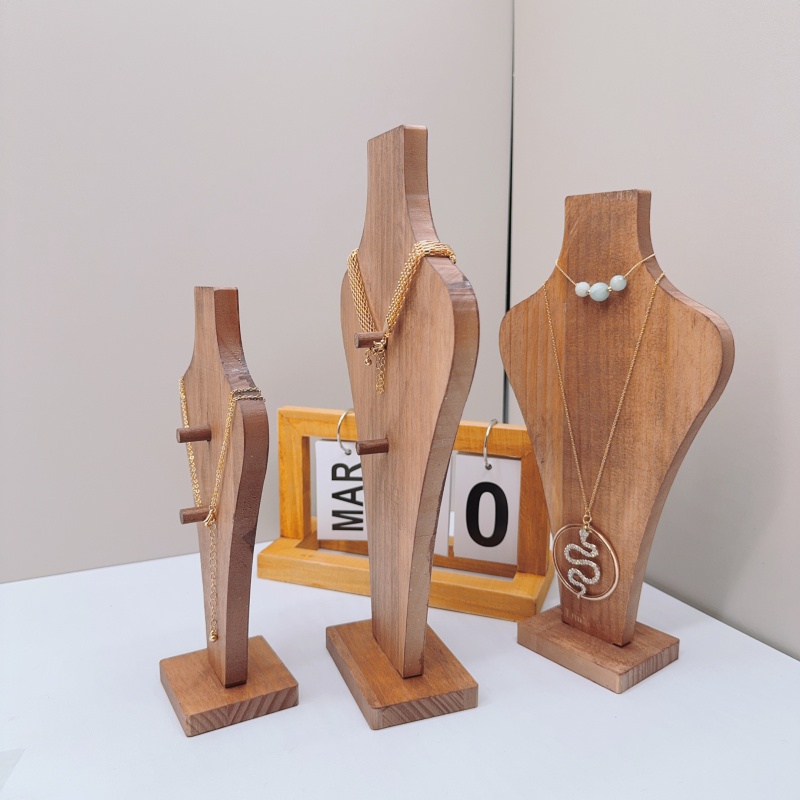 Maniquí de madera para collar, colgante, cadena, joyería, busto, soporte de exhibición para cuello, tipo jarrón, colgante para collar, escaparate
