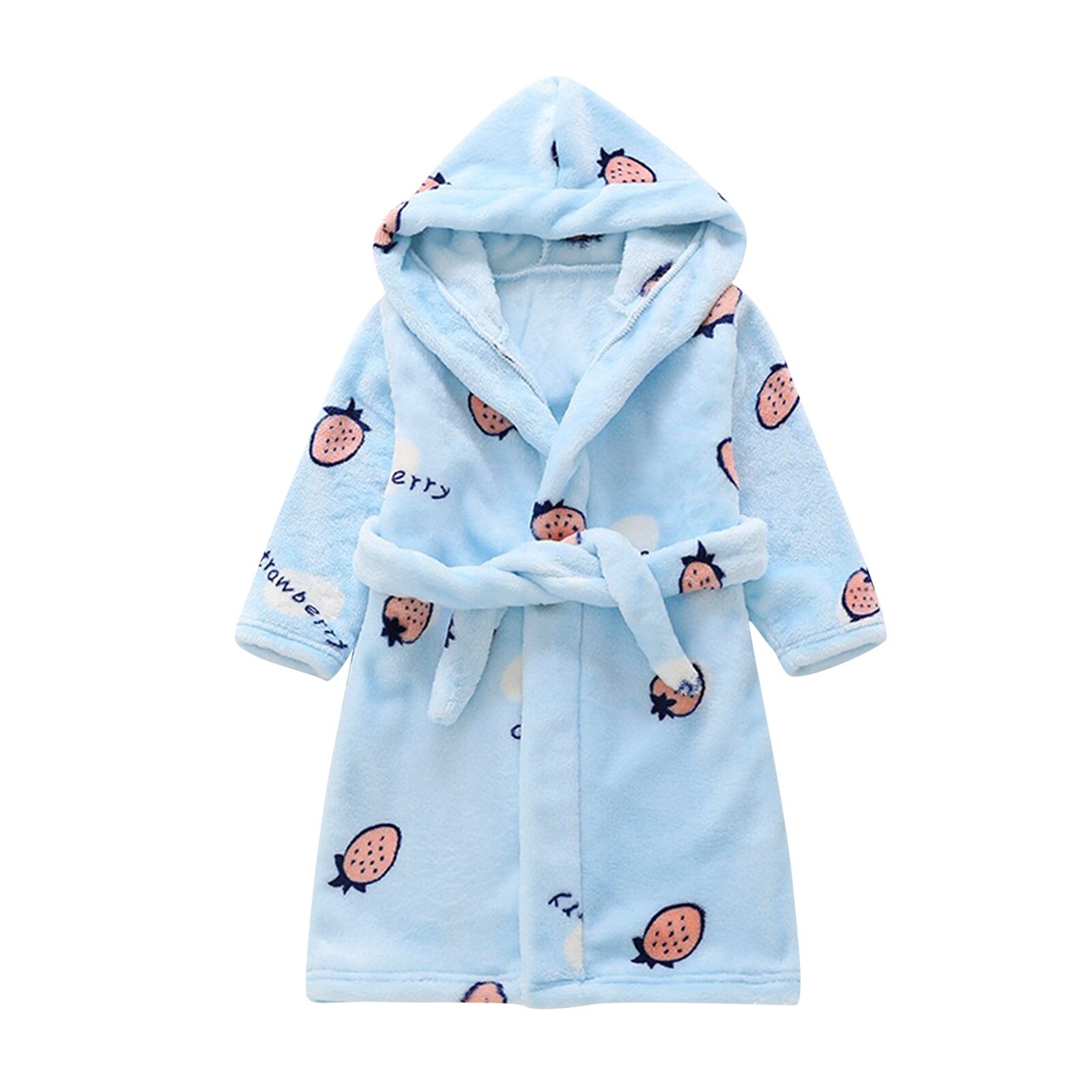 Kleinkind Nachtwäsche Baby Jungen Mädchen Herbst Winter Cartoon Print Bademäntel Flanell Nacht-Robe Hoodie Öffnen Stich Kleidung: BU / 5-6 Years