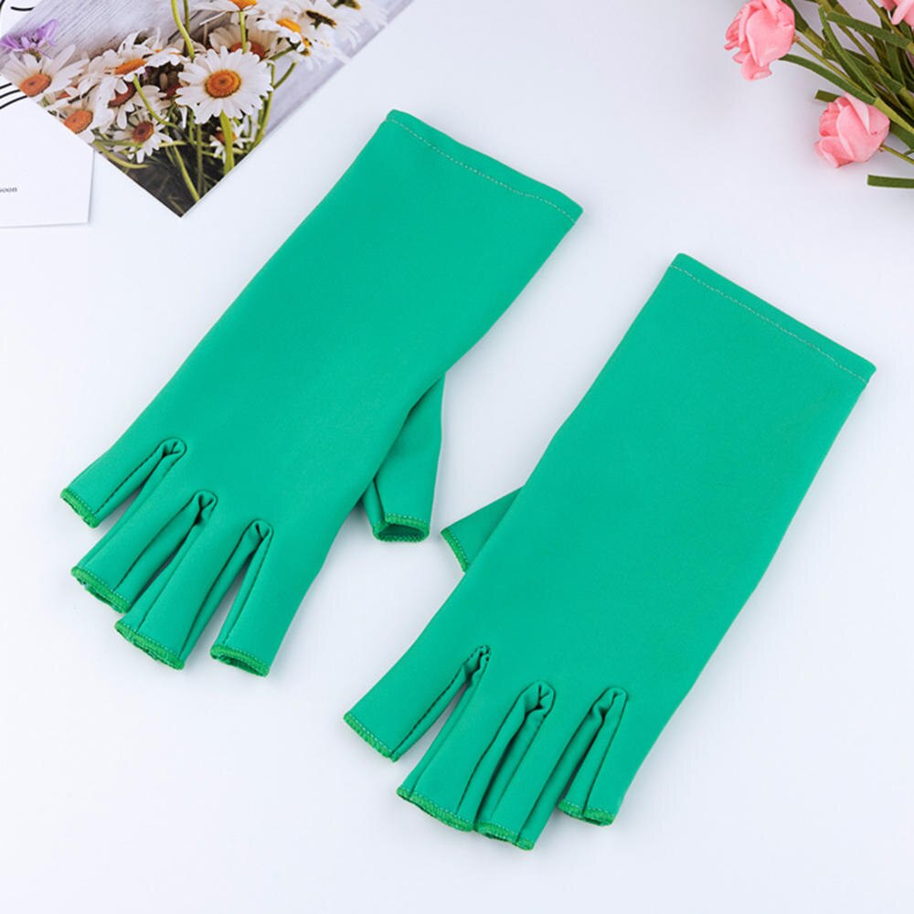 2Pcs Anti Uv-stralen Beschermen Handschoenen 9 Kleuren Nail Handschoenen Led Lamp Nagel Uv Bescherming Straling Proof Handschoen Manicure nail Art Gereedschap: Lake Green