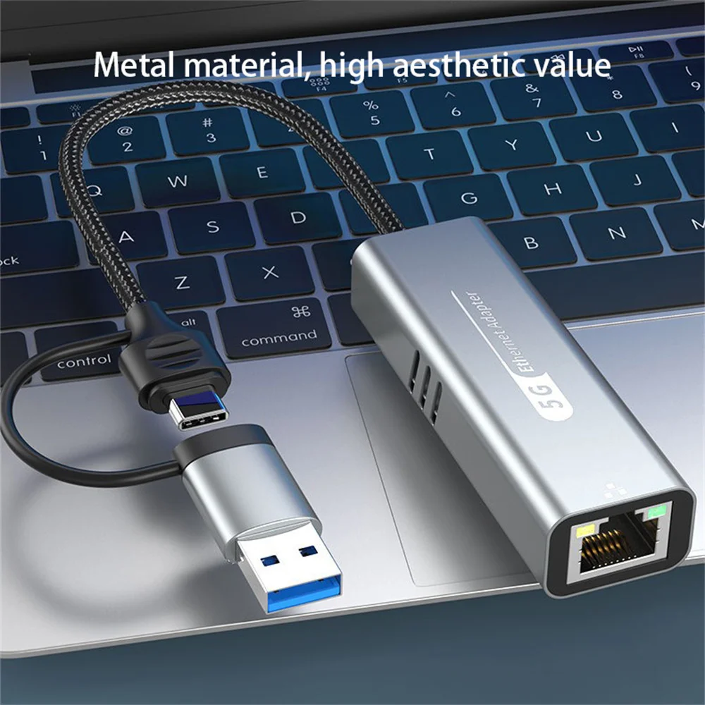 5000- mbit/s-netzwerkkartenadapter (usb typ-c auf  rj45) – 5g -in-2.5g -netzwerkkarten-konverter-hub für windows 7/8/10- laptops
