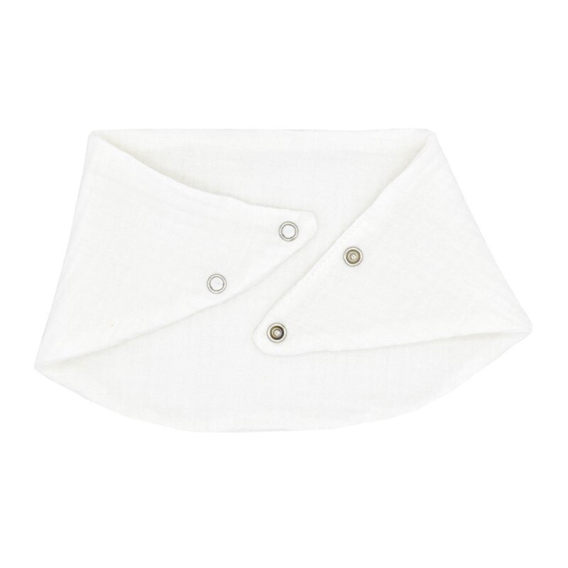 Einstellbare Doppel Schicht Baumwolle Blick Baby Lätzchen Druckknopf Weiche Spuck Kleidung Dreieck Neugeborenen Bandana Sabbern Schal Speichel Handtuch: weiß