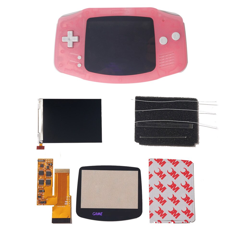 IPS V2 LCD Kits mit keine muss pre-cut schalen für GBA Hintergrundbeleuchtung V2 Bildschirm 10 Ebenen Hohe Helligkeit für Gameboy voraus nintend: clear pink kit