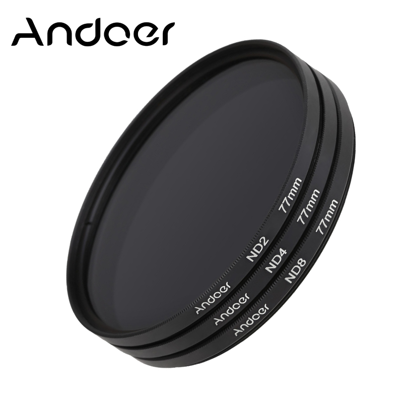 Andoer 77Mm Fader Nd Filter Kit Neutrale Dichtheid Fotografie Filter Set (ND2 ND4 ND8) voor Nikon Canon Sony Pentax Dslr &#39;S