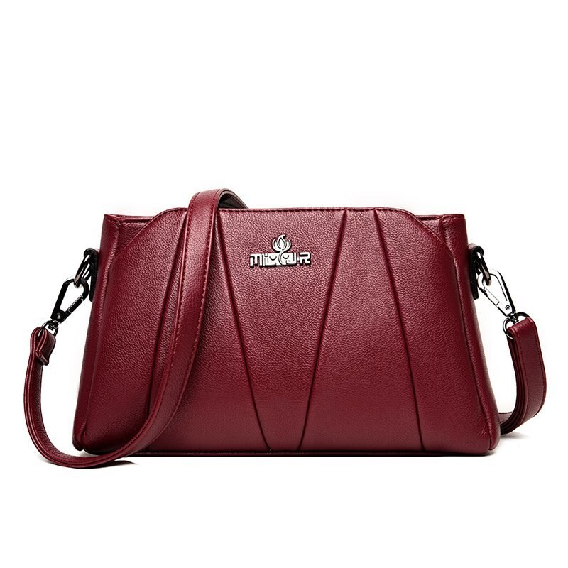 Oude Tang Grote Capaciteit Luxe Effen Kleur Schouder Messenger Tassen Voor Vrouwen Casual Crossbody Elegante Handtas: Wine Red