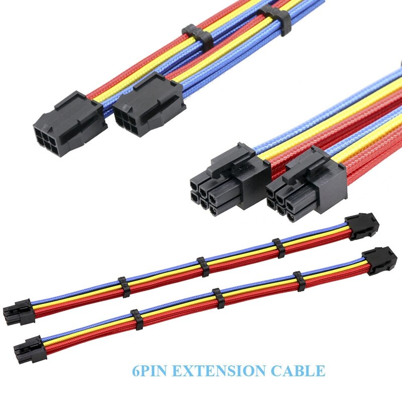 Basic Extension Cable Kit, Rainbow Colors 1Pcs Atx 24Pin/Eps 4+4Pin/2Pcs Pci-E 6Pin /2Pcs 6+2Pin Extension Cable