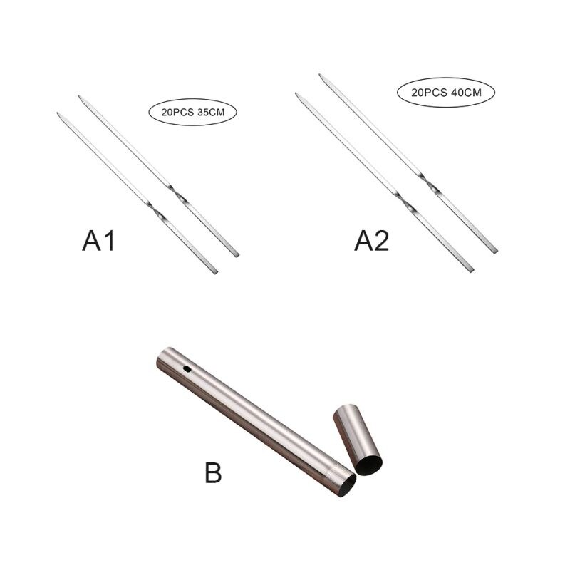 20 Grillspyd Rustfrit Stål - Flade - 35-40cm