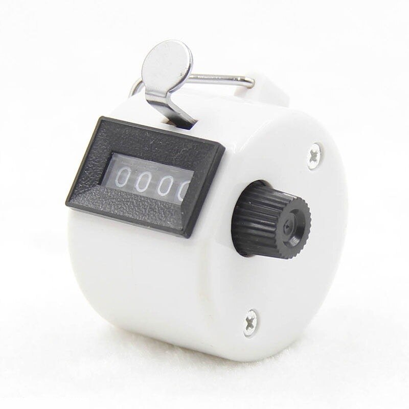 4 Digit Number Counter Clicker Hand Finger Display Manual Counting Tally Clicker Timer Soccer Golf Counter Muti color: White