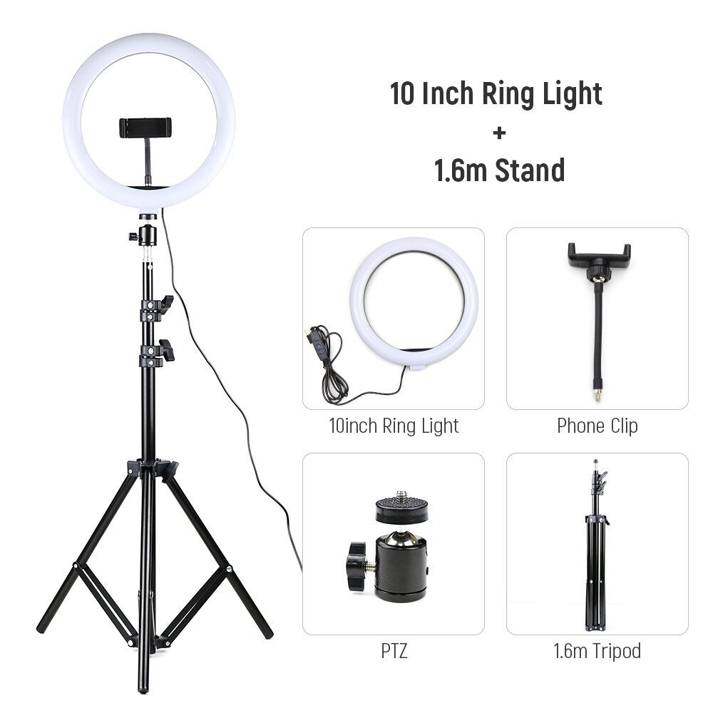 26cm/10inch LED Selfie Anello di Luce Dimmable HA CONDOTTO LA Lampada Anello Foto Video Macchina Fotografica Del Telefono Luce ad anello Per in diretta YouTube Luce di Riempimento: Giallo