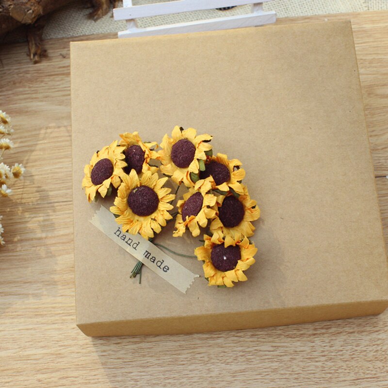 100pcs Homemade Sunflower Simulation Paper Sunflower for DIY Wedding Party Home Decorations LAD