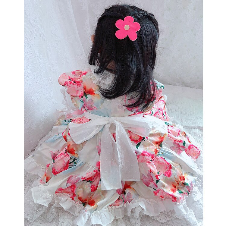Di alta qualità Dolce Gilrs Lolita vestito Carino Bambini vestito dalla Principessa del fiore Kawaii Fata Fiore Capretti del vestito Spagnolo Palazzo di stile del vestito