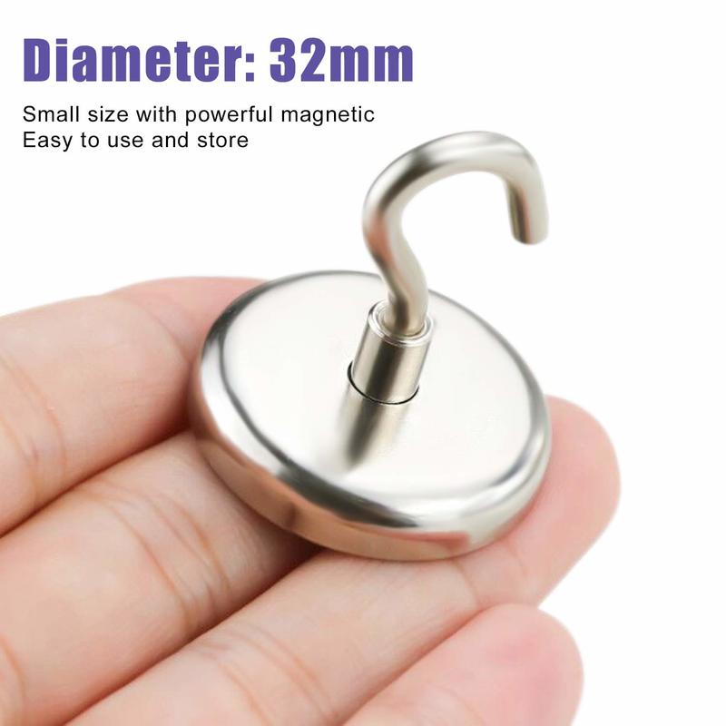 8/12 pieces of magnetic hook powerful hook magnet holder 10kg wall suction hook holder support hardware magnetic tool silver