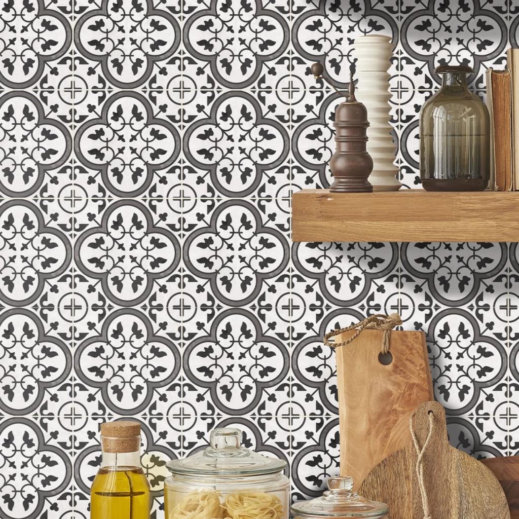 Tile Sticker Panel Peel and Stick Decal Vinyl Floor Tile Sticker Kitchen Backsplash Carreaux de Ciment 30x30cm