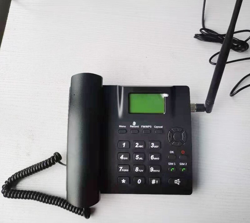 Black Fixed Wireless GSM Desk Phone Quadband SIM Card SMS Function Desktop Telephone Handset Russian French Spanish Portuguese