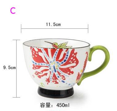 nordisch Kaffee Tasse Frühstück Tasse Hand Gemalt Suppe tasse Kreative Keramik Becher Getreide becher Wasser Tassen Erleichterung becher CL09282206: C