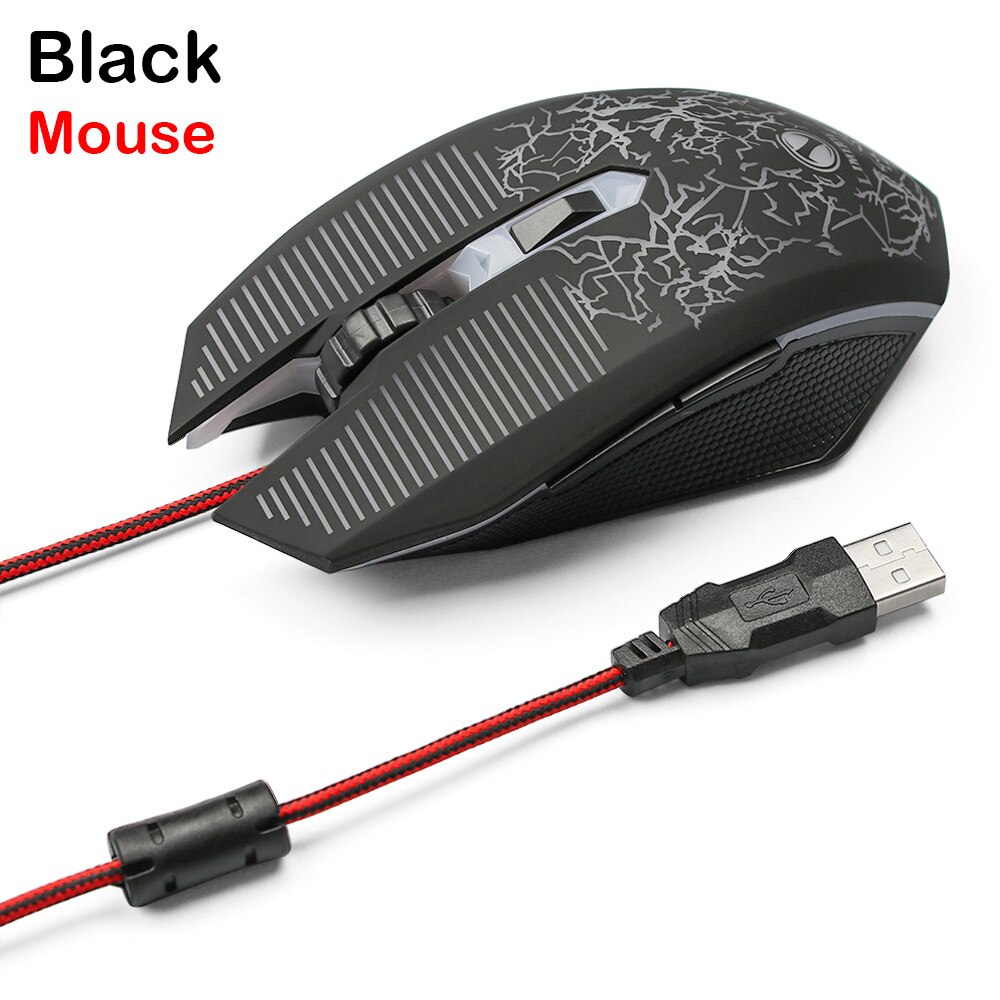 T6 Rainbow Backlit Luminous Keyboard Mouse Set Desktop Computer Game Mechanical Hand Feel For PC PS4 PS3 Xbox One: black Mouse