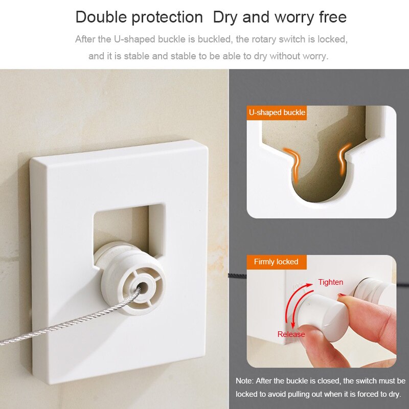 Retractable Indoor Clothesline Wall Hanger Magic Drying Rack Balcony Bathroom Invisible Clothesline clothes drying Rack