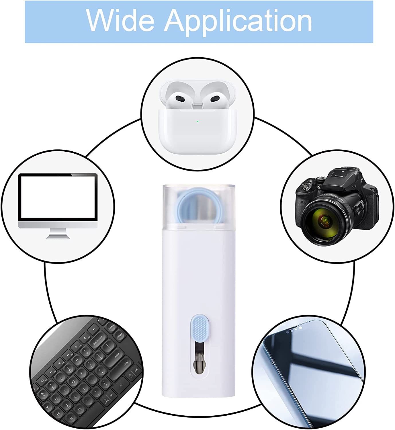 Kit de limpieza 7 en 1, cepillo limpiador de teclado de ordenador, bolígrafo de limpieza para auriculares, herramientas de limpieza de teléfono, juego de extractor de teclas