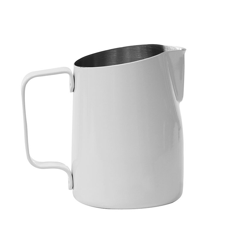 Stainless Steel Milk Jugs Espresso Coffee Pitcher In Kitchen Home Coffee Jug Latte Milk Frothing Jug Coffee Tools: White