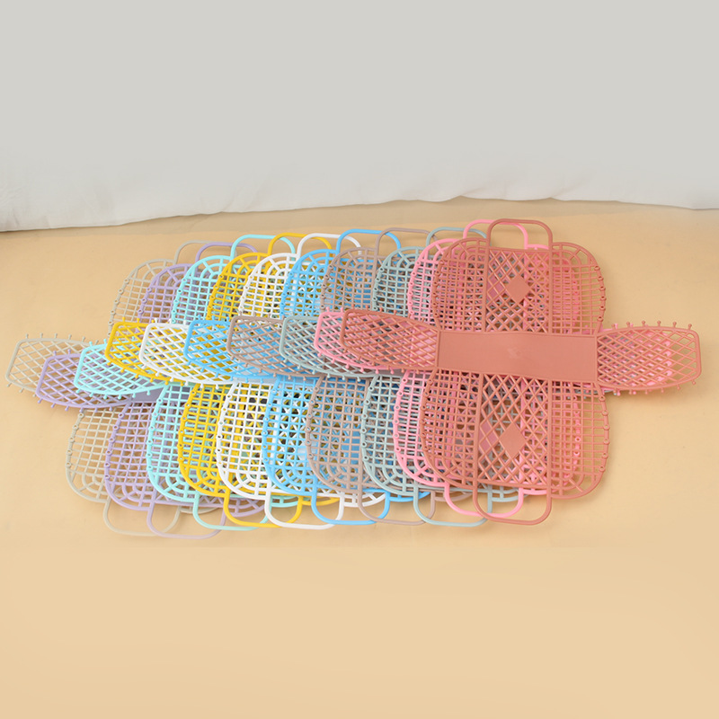 Bolsa de cesta de almacenamiento de plástico plegable, organizador de cosméticos de viaje abierto con de asas dobles, bolsa de playa para lavar a mano fácil de limpiar